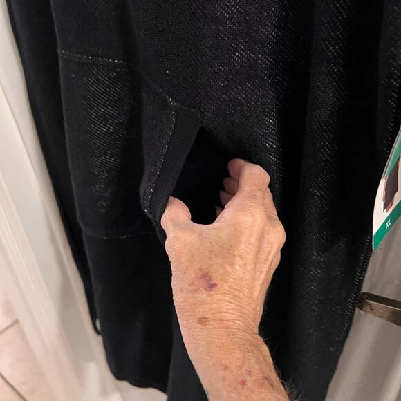 Marc NY Andrew Marc black hooded shift dress with kangaroo pockets size xl - Picture 3 of 8